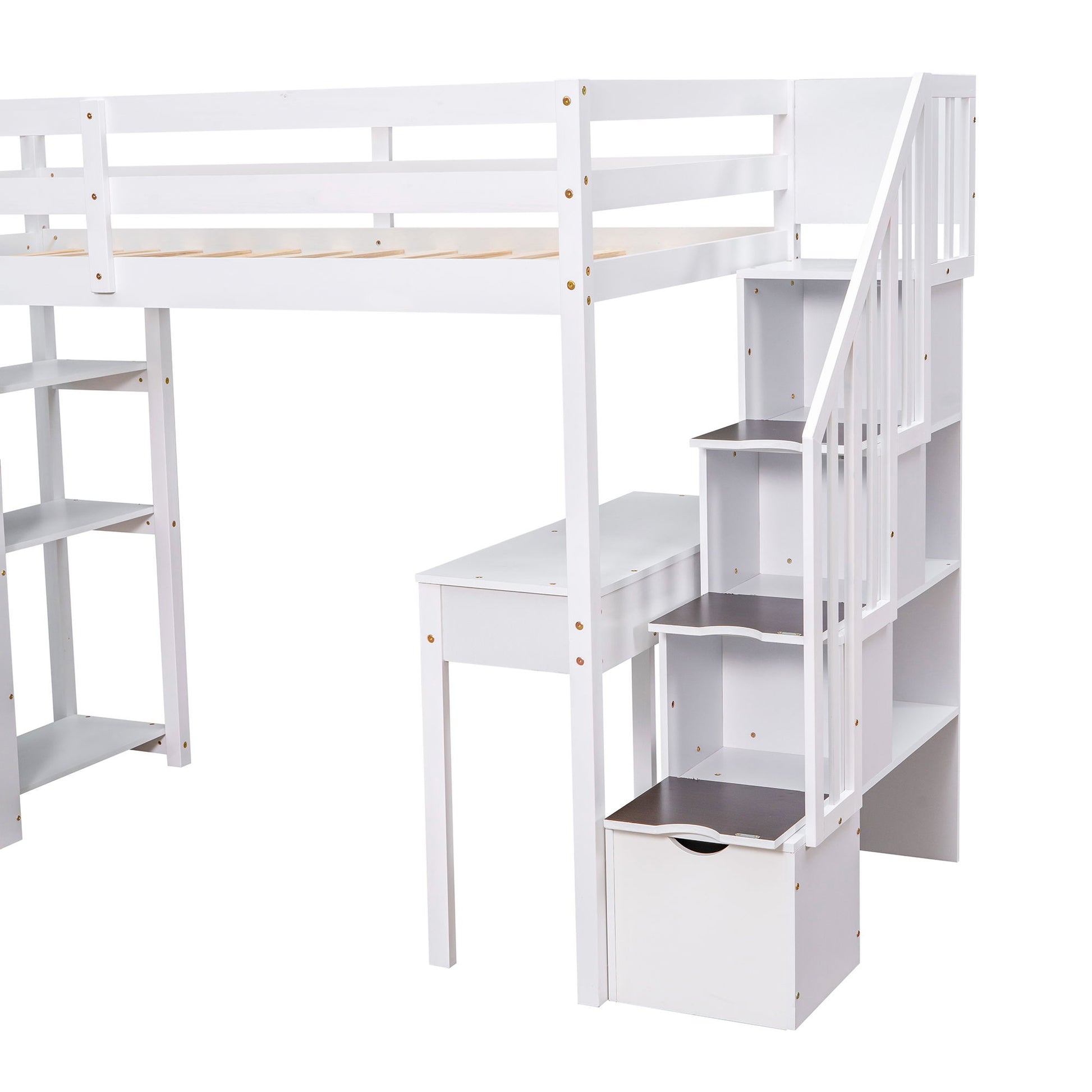 Loft Bed With Storage Drawers, Desk And Stairs With Shelves - The Sleep Loft - Online Mattress Showroom NYC