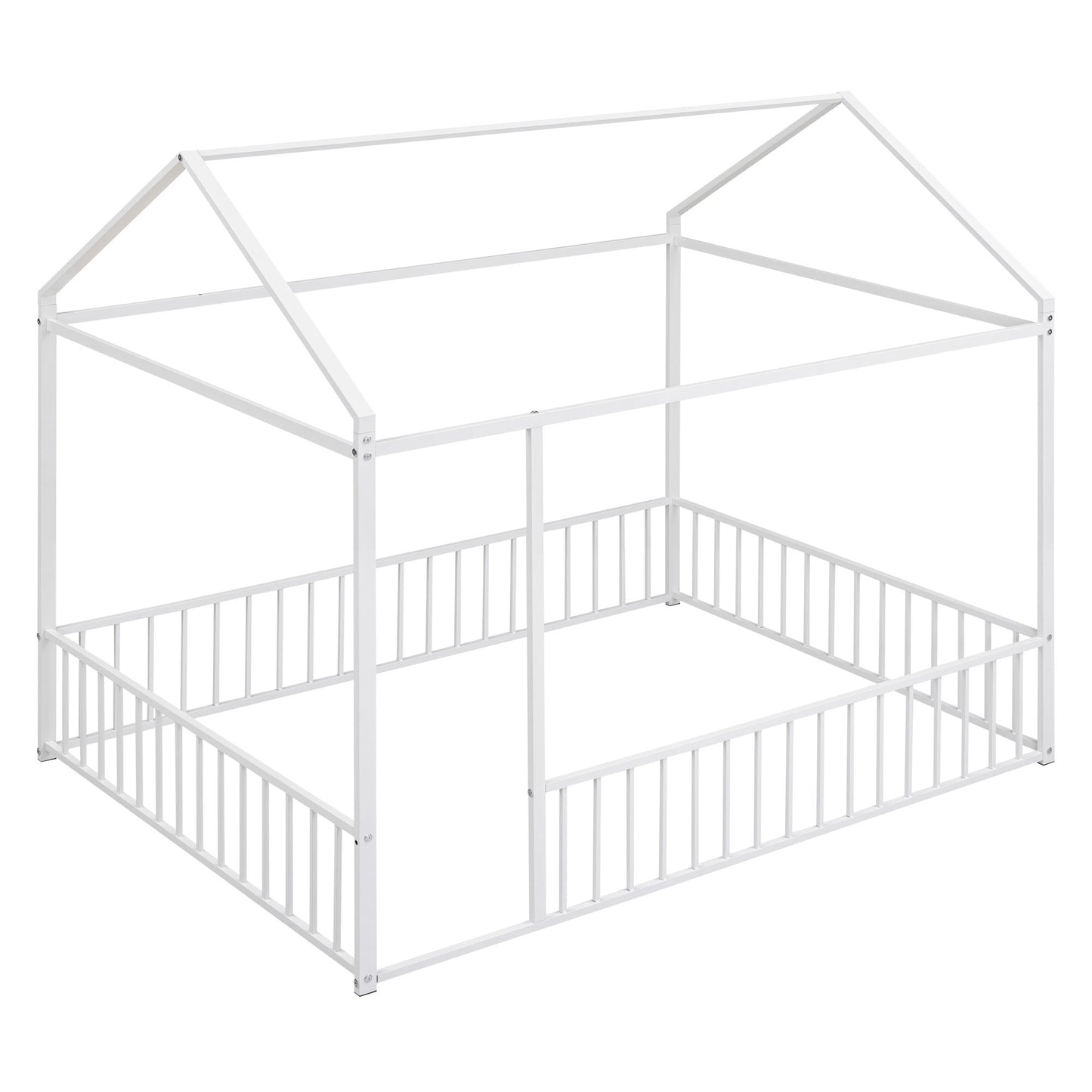 Metal Bed House Bed Frame With Fence - The Sleep Loft - Online Mattress Showroom NYC