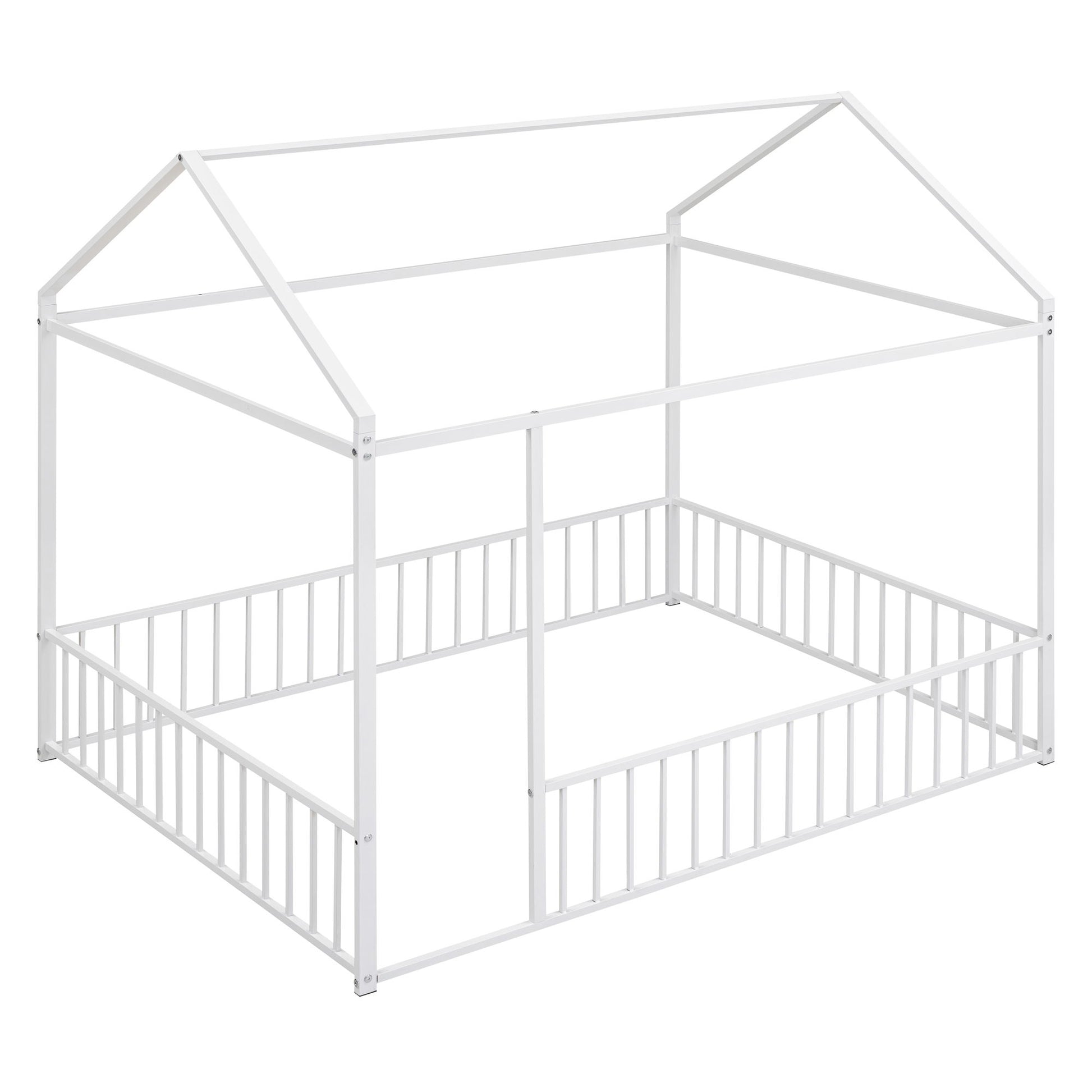 Metal Bed House Bed Frame With Fence - The Sleep Loft - Online Mattress Showroom NYC