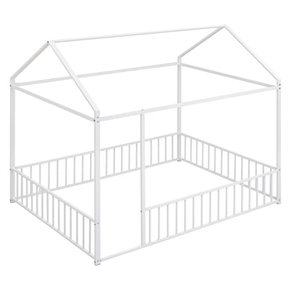 Metal Bed House Bed Frame With Fence - The Sleep Loft - Online Mattress Showroom NYC