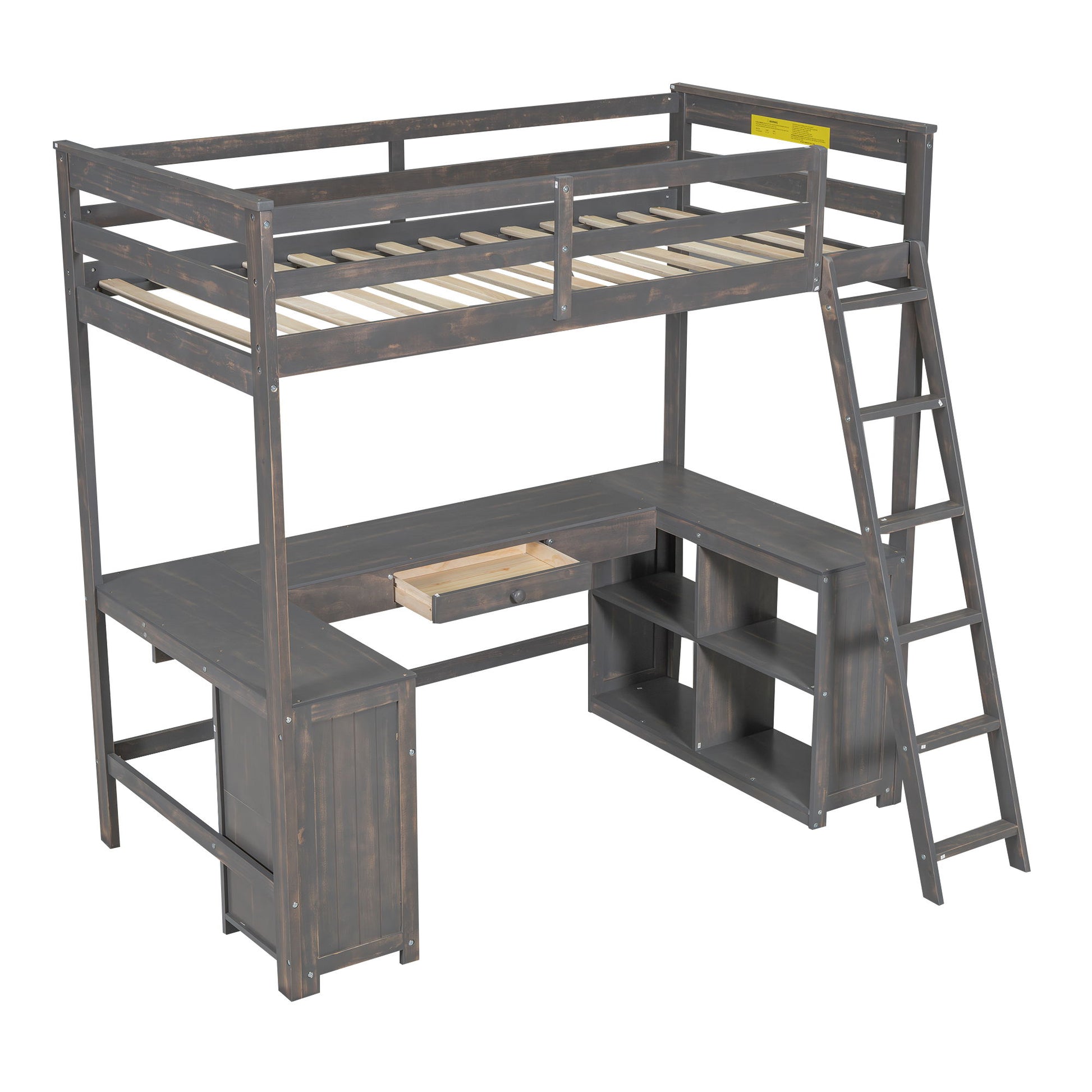 Loft Bed With U-Shaped Desk, Drawers, And Storage Shelves - The Sleep Loft - Online Mattress Showroom NYC