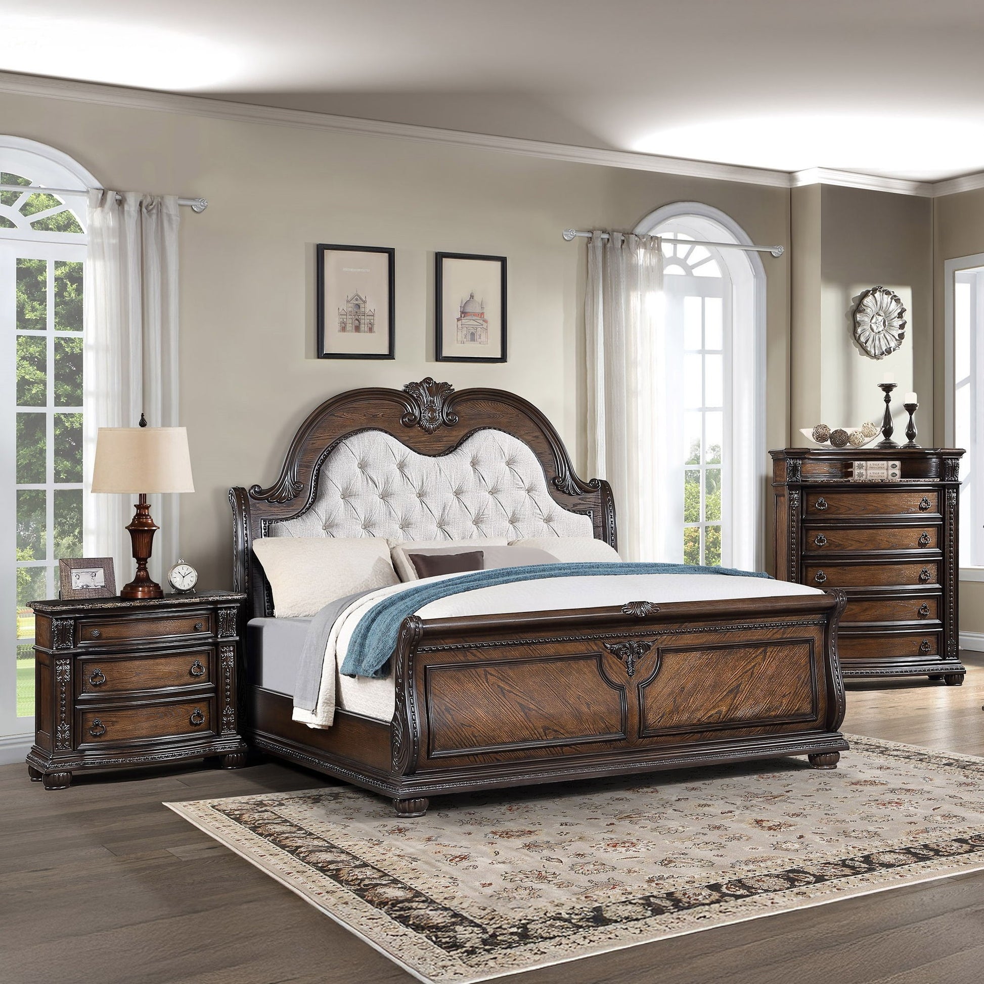 3 Drawers Nightstand - Brown / Cherry - The Sleep Loft - Online Mattress Showroom NYC