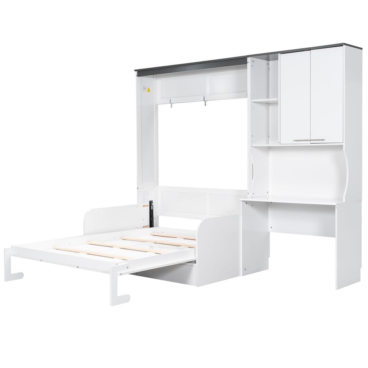 Multi Functional Murphy Bed With Sofa, Desk, And Storage Cabinet In, Full Size - White - The Sleep Loft - Online Mattress Showroom NYC