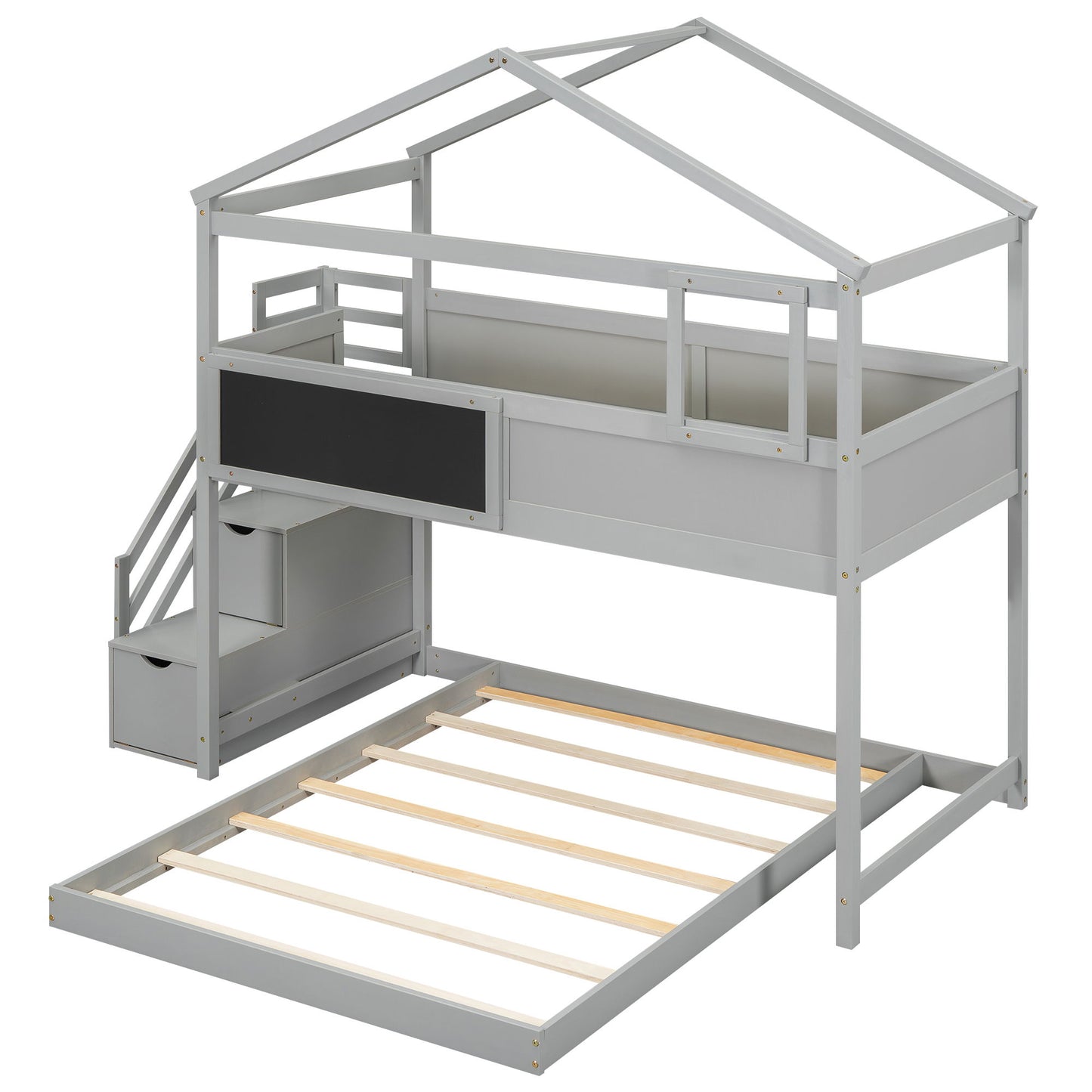House Style Bunk Bed With Storage Staircase And board - The Sleep Loft - Online Mattress Showroom NYC