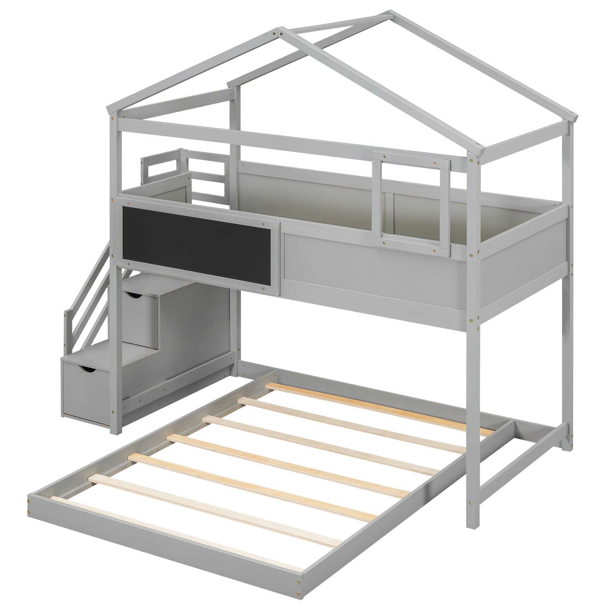House Style Bunk Bed With Storage Staircase And board - The Sleep Loft - Online Mattress Showroom NYC