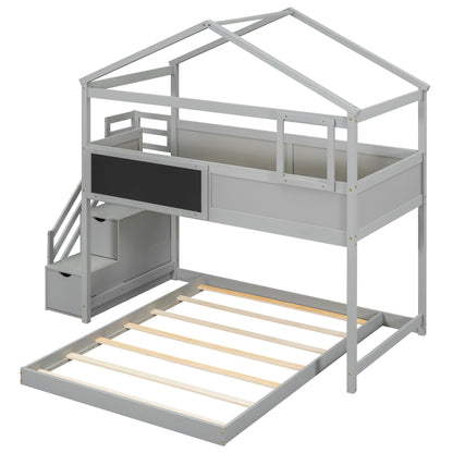 House Style Bunk Bed With Storage Staircase And board - The Sleep Loft - Online Mattress Showroom NYC