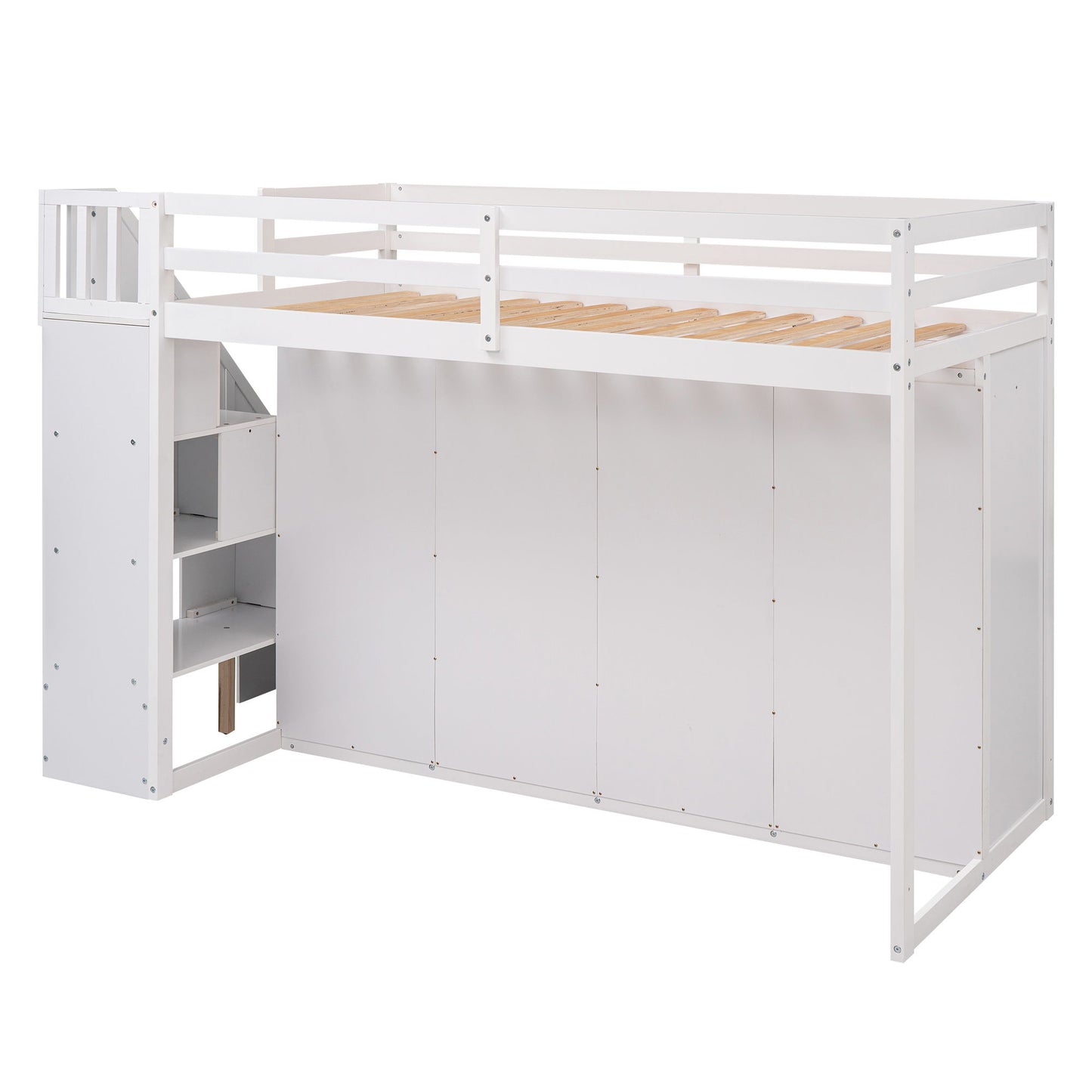 Loft Bed With 3 Shelves, 2 Wardrobes, 2 Drawers, Ladder Storage - The Sleep Loft - Online Mattress Showroom NYC