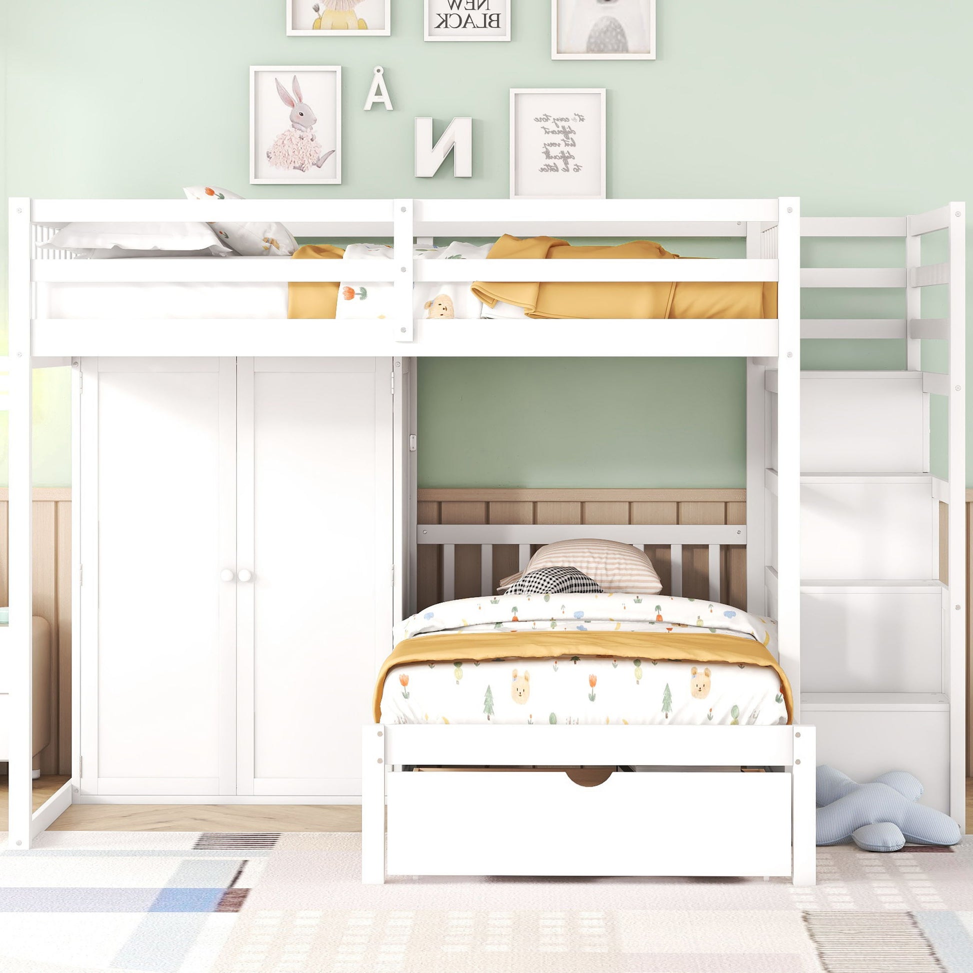 Bunk Bed With Wardrobe, Drawers - The Sleep Loft - Online Mattress Showroom NYC