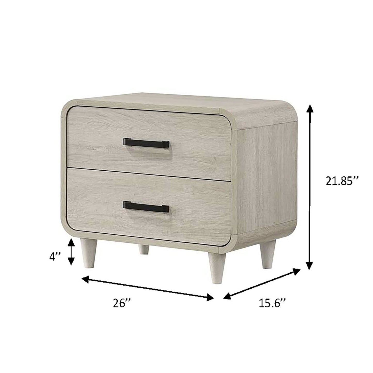 Nightstand With 2 Drawers, Ample Storage Space - Antique White - The Sleep Loft - Online Mattress Showroom NYC