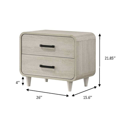 Nightstand With 2 Drawers, Ample Storage Space - Antique White - The Sleep Loft - Online Mattress Showroom NYC