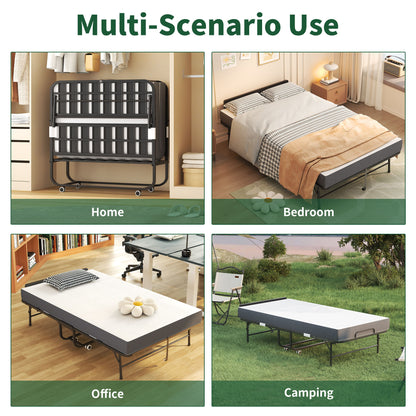 Twin Extra Long Folding Bed With Adjustable Headboard, Cot With Memory Foam Mattress - Black - The Sleep Loft - Online Mattress Showroom NYC