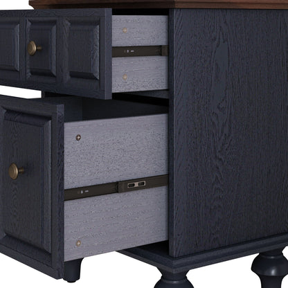 Vintage Nightstand With 2 Drawers And Roman Column Legs - The Sleep Loft - Online Mattress Showroom NYC