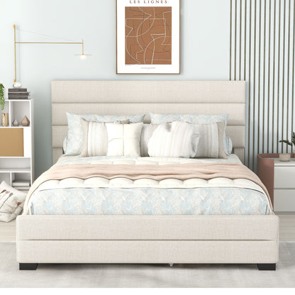 Queen Platform Bed With Twin Trundle And 2 Storage Drawers - Beige - The Sleep Loft - Online Mattress Showroom NYC