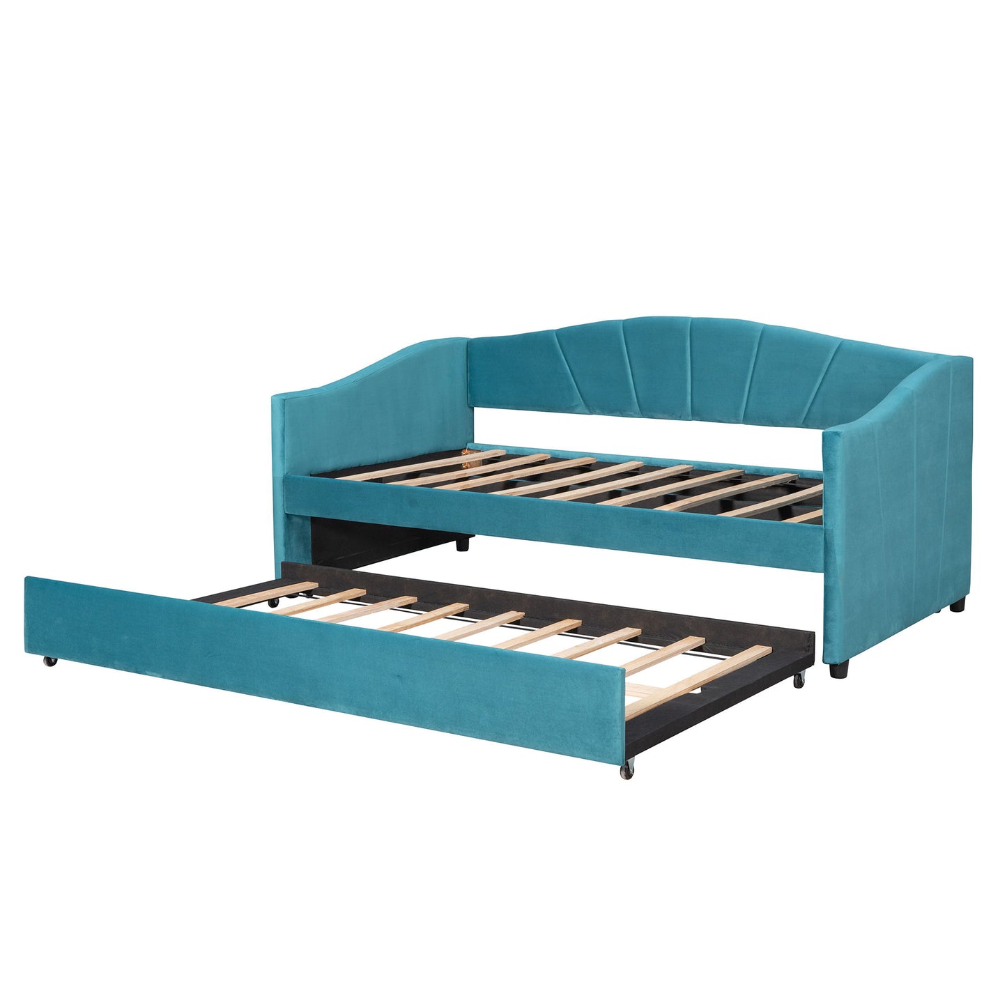 Upholstered Daybed Sofa Bed With Trundle Bed And Wood Slat - The Sleep Loft - Online Mattress Showroom NYC