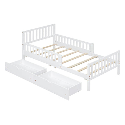 Platform Bed With Guardrails On Both Sides And 2 Storage Drawers - The Sleep Loft - Online Mattress Showroom NYC