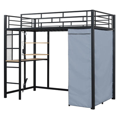 Loft Bed With Desk, Shelves, Power Outlet, LED Light And Wardrobe - The Sleep Loft - Online Mattress Showroom NYC