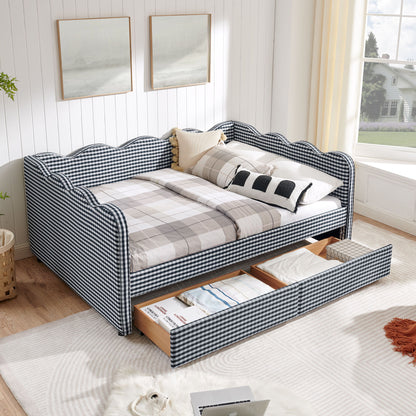 Gingham Daybed With USB Charging Port, Wave-Shaped Design - The Sleep Loft - Online Mattress Showroom NYC