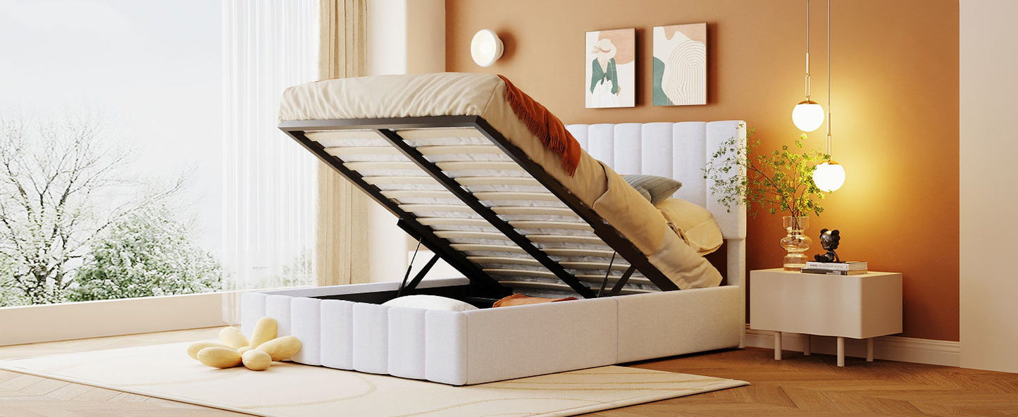 Elegant Upholstered Platform Bed With Hydraulic Storage System - The Sleep Loft - Online Mattress Showroom NYC