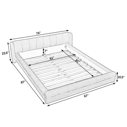 Modern Upholstered Bed Frame With Thick Fabric And Headboard - The Sleep Loft - Online Mattress Showroom NYC
