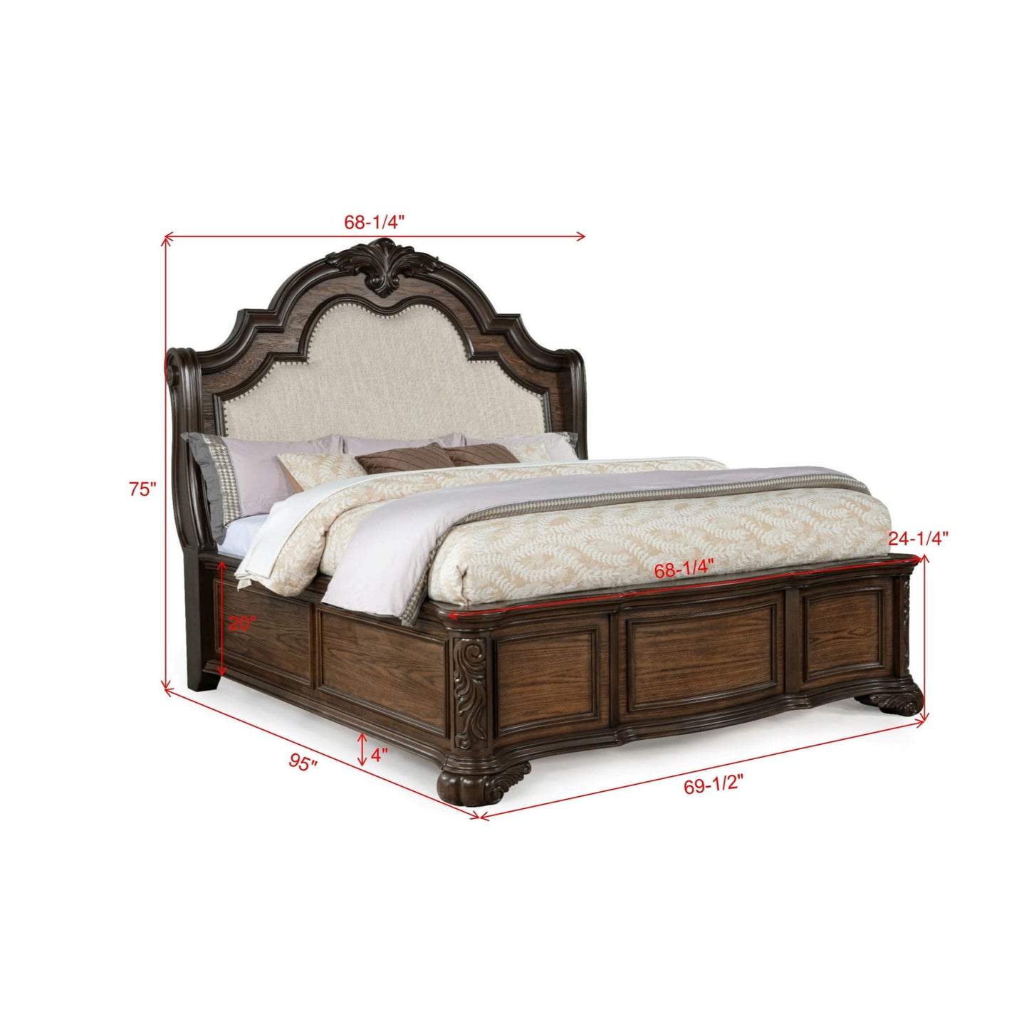 Traditional Style Upholstered Headboard Panel Bed - The Sleep Loft - Online Mattress Showroom NYC