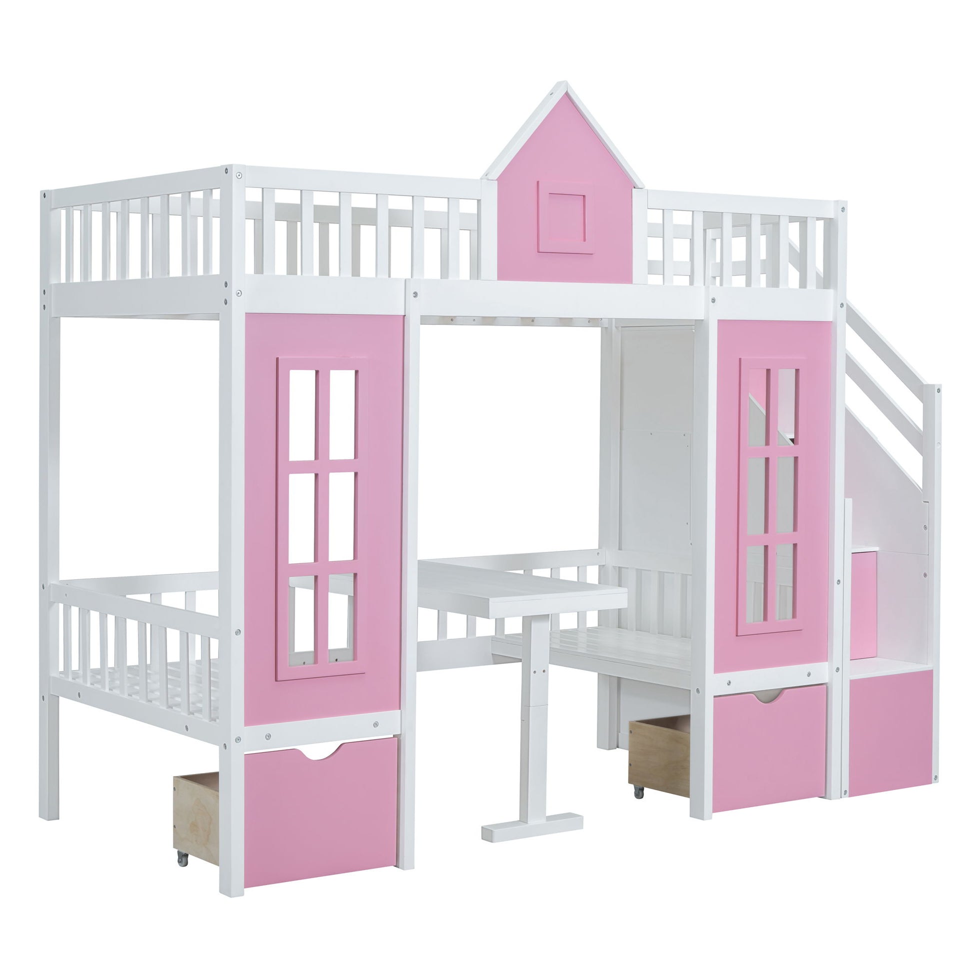 Twin Over Twin Bunk Bed With Changeable Table, Bunk Bed Turn Into Upper Bed And Down Desk - The Sleep Loft - Online Mattress Showroom NYC