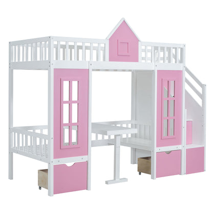 Twin Over Twin Bunk Bed With Changeable Table, Bunk Bed Turn Into Upper Bed And Down Desk - The Sleep Loft - Online Mattress Showroom NYC