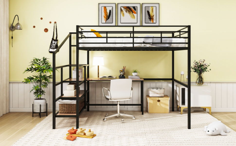 Loft Bed With Desk And Lateral Storage Ladder - The Sleep Loft - Online Mattress Showroom NYC