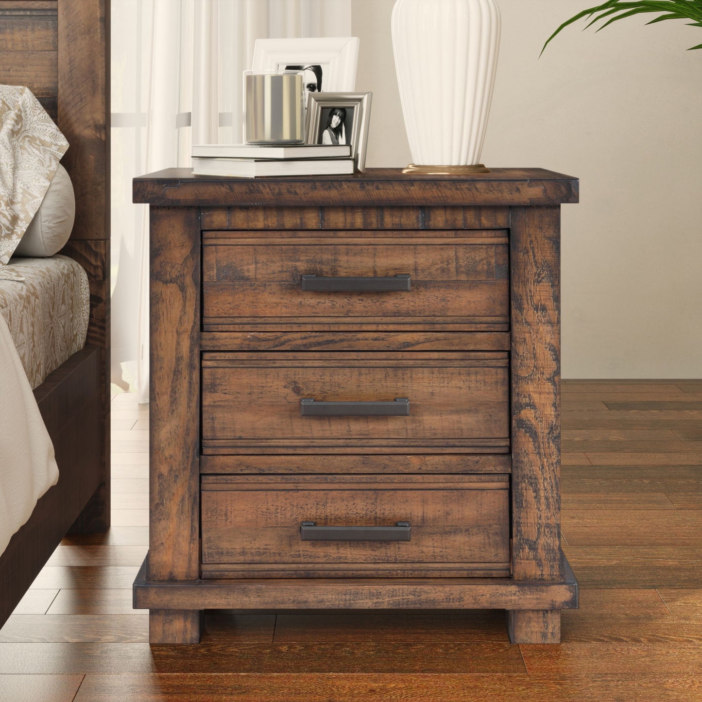 Drawer Reclaimed Solid Wood Framhouse Nightstand - Natural - The Sleep Loft - Online Mattress Showroom NYC