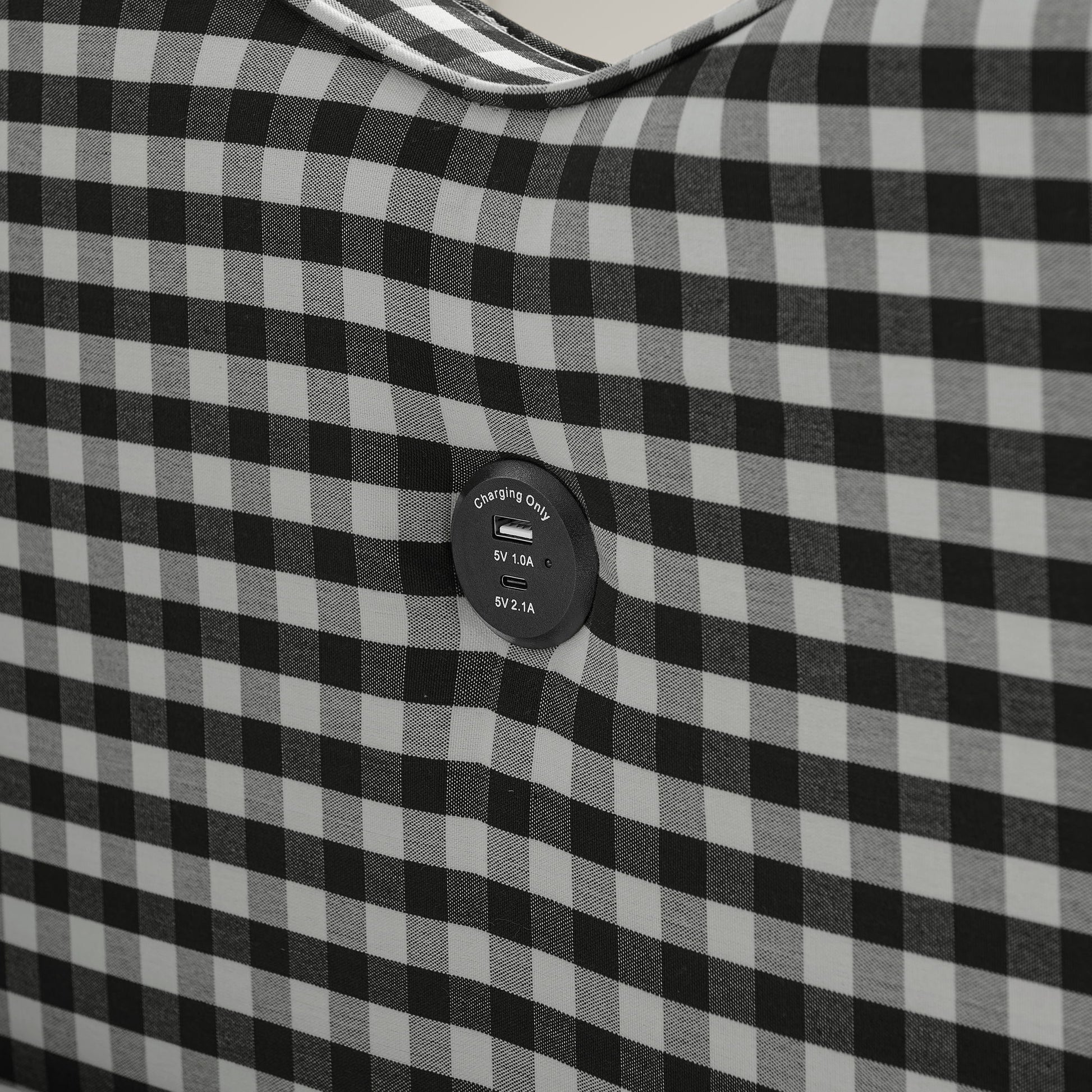 Gingham Daybed With USB Charging Port, Wave-Shaped Design - The Sleep Loft - Online Mattress Showroom NYC