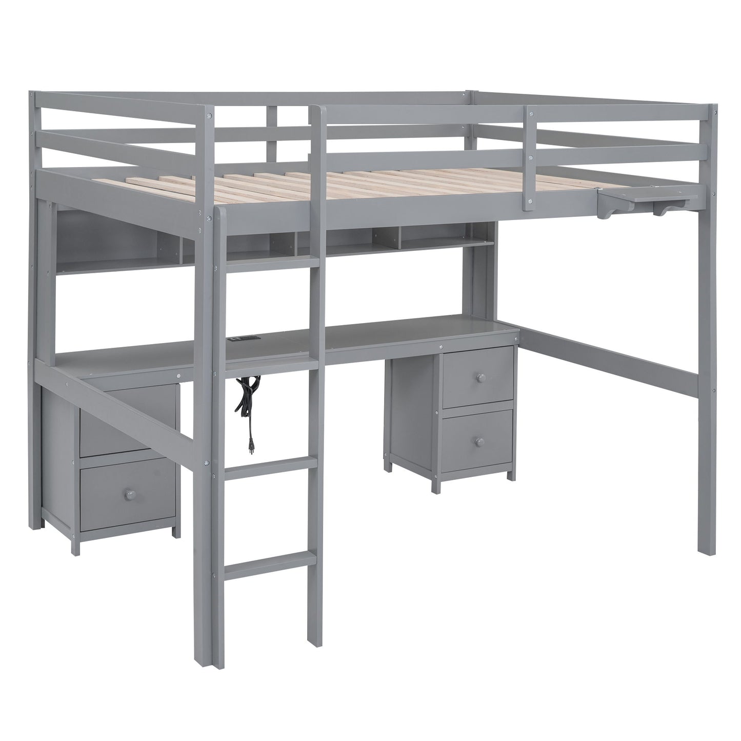 Loft Bed With Desk, Cabinets, Drawers, Charging Station And Bedside Tray - The Sleep Loft - Online Mattress Showroom NYC