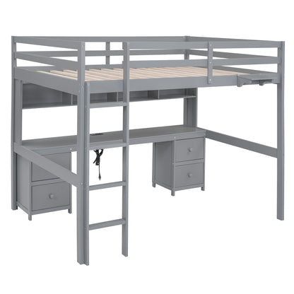 Loft Bed With Desk, Cabinets, Drawers, Charging Station And Bedside Tray - The Sleep Loft - Online Mattress Showroom NYC