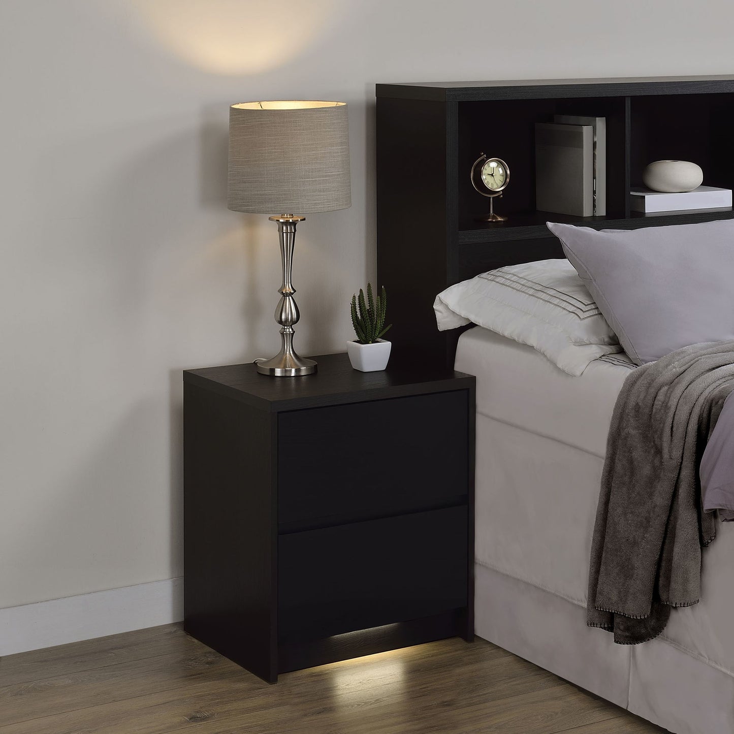 Transitional Nightstand With Dual USB Charging And Motion Sensor Light - The Sleep Loft - Online Mattress Showroom NYC