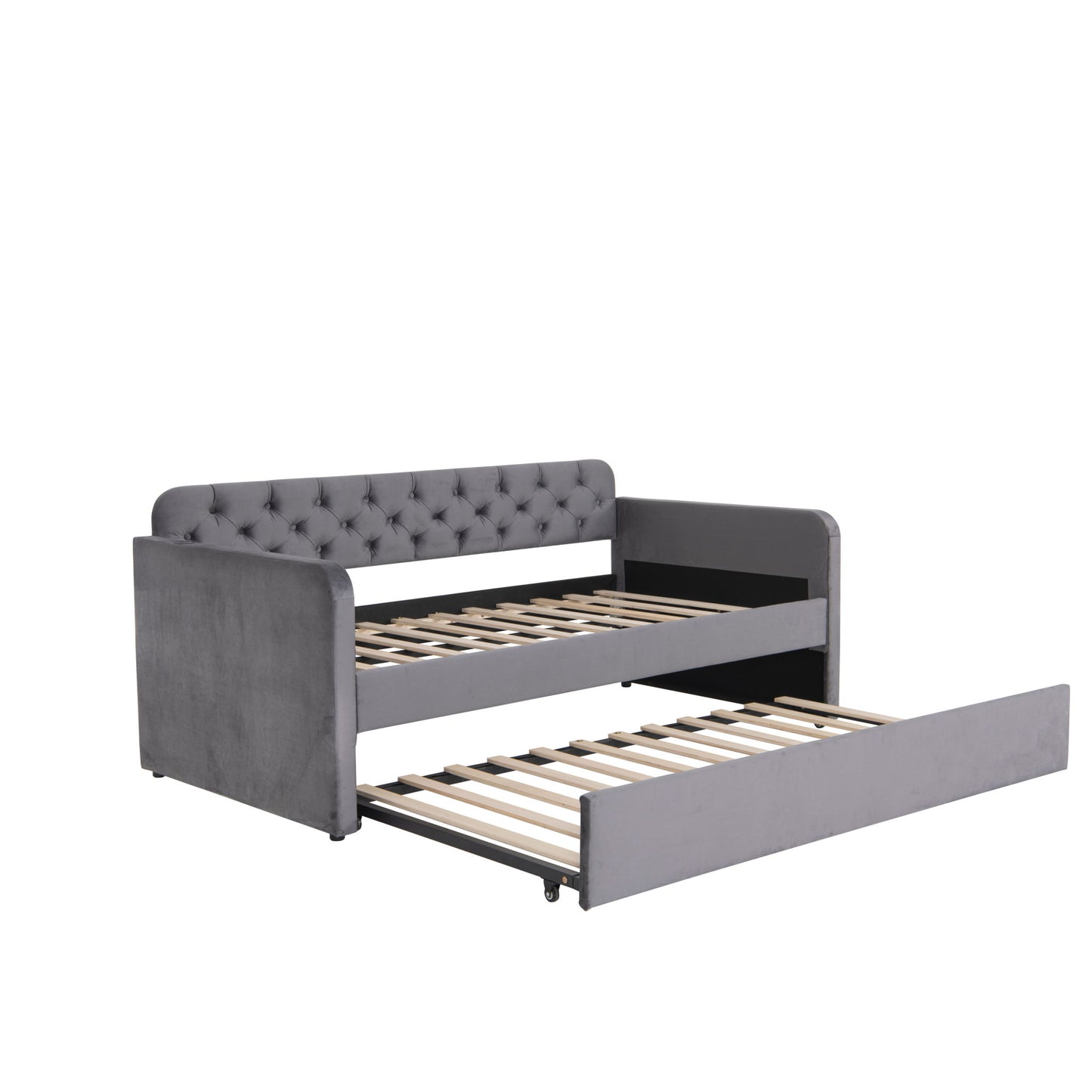 Upholstered Daybed With Trundle And USB Charging Design - The Sleep Loft - Online Mattress Showroom NYC