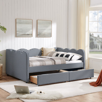 Gingham Daybed With USB Charging Port, Wave-Shaped Design - The Sleep Loft - Online Mattress Showroom NYC