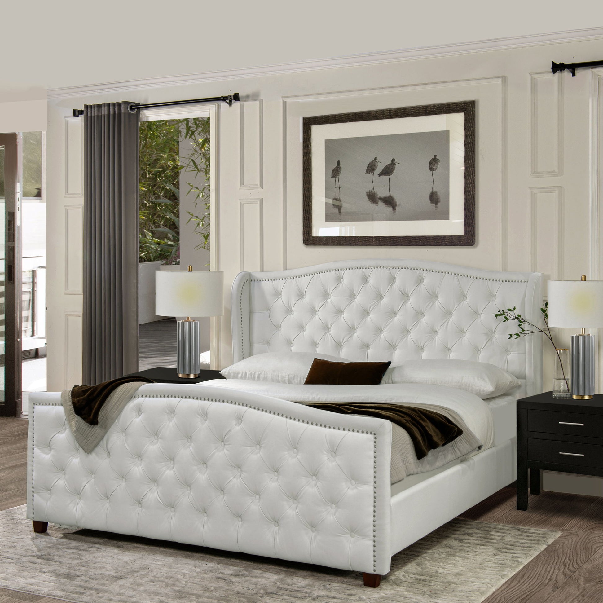 Marcella - Upholstered Shelter Headboard Bed Set - The Sleep Loft - Online Mattress Showroom NYC