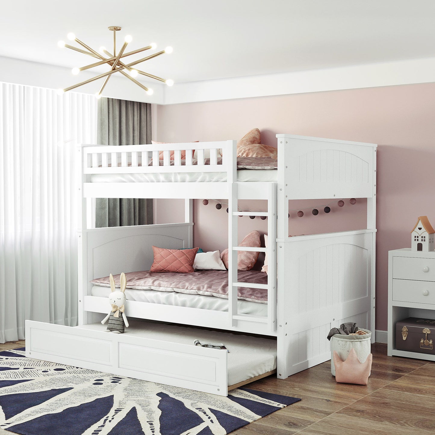 Bunk Bed With Twin Size Trundle, Guardrails - The Sleep Loft - Online Mattress Showroom NYC
