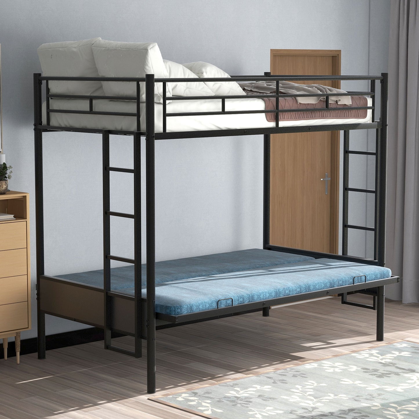 Twin Over Full Bunk Bed, Multifunction - Black - The Sleep Loft - Online Mattress Showroom NYC
