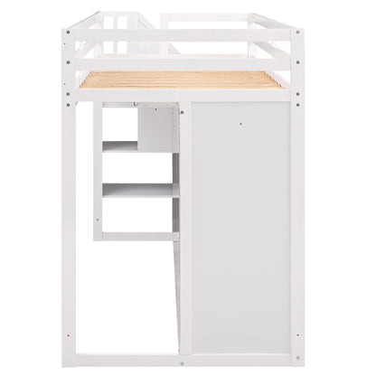 Loft Bed With 3 Shelves, 2 Wardrobes, 2 Drawers, Ladder Storage - The Sleep Loft - Online Mattress Showroom NYC