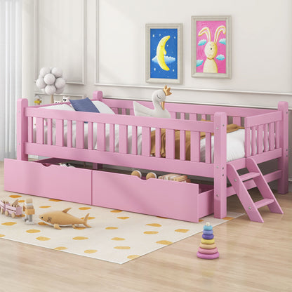 Platform Bed With Guardrail And 2 Drawers - The Sleep Loft - Online Mattress Showroom NYC