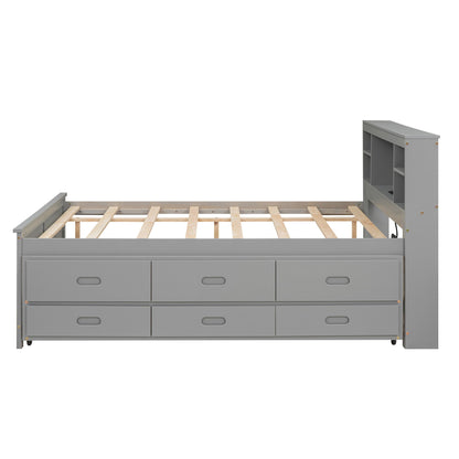 Platform Bed With Storage Headboard, USB, Trundle And 3 Drawers - The Sleep Loft - Online Mattress Showroom NYC
