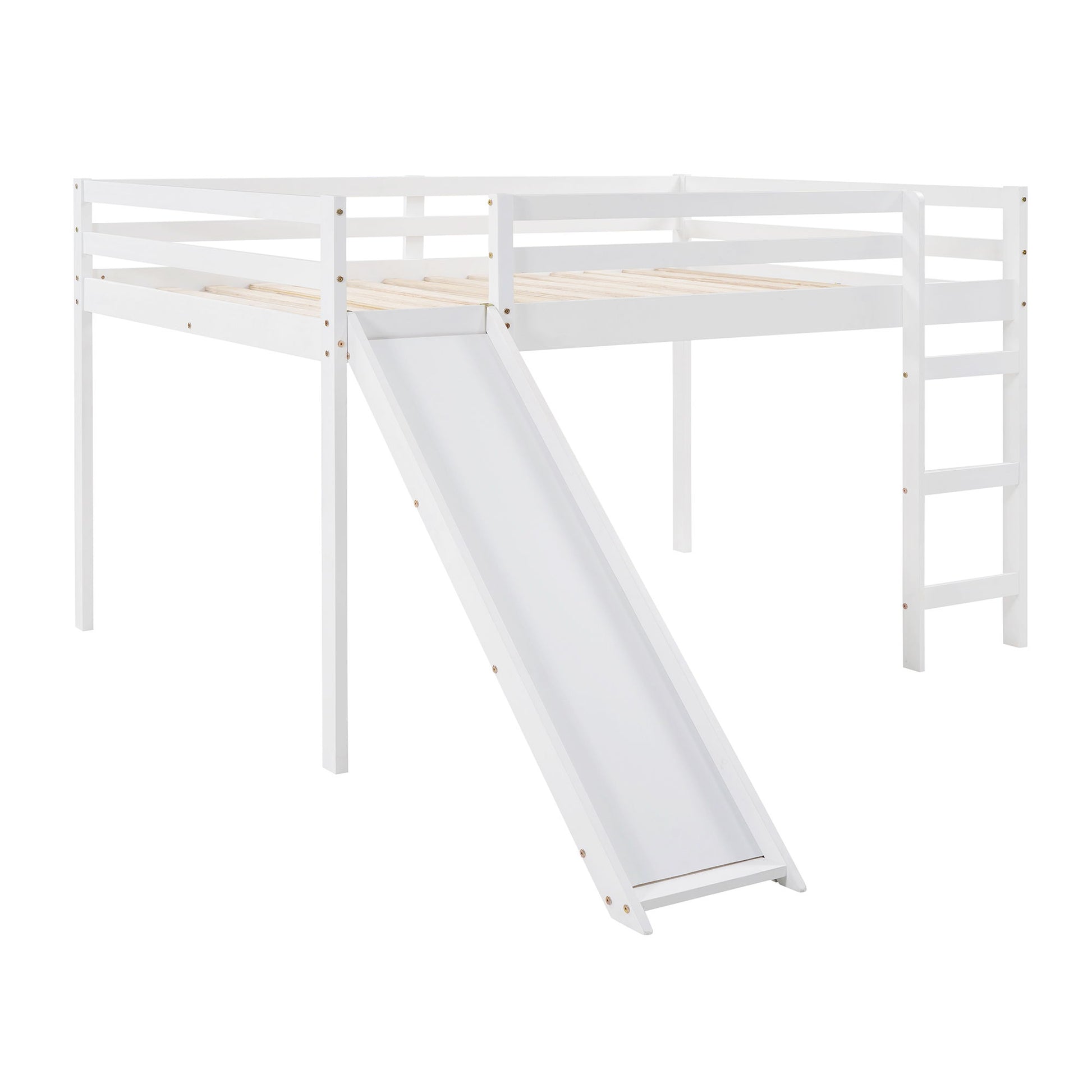 Full Loft Bed With Slide, Multifunctional Design - White - The Sleep Loft - Online Mattress Showroom NYC