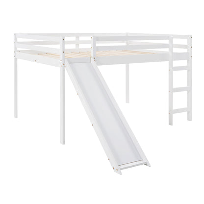 Full Loft Bed With Slide, Multifunctional Design - White - The Sleep Loft - Online Mattress Showroom NYC