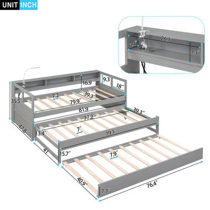 Daybed With 2 Trundles, 3 Storage Cubbies, Built In USB Charging Light - The Sleep Loft - Online Mattress Showroom NYC