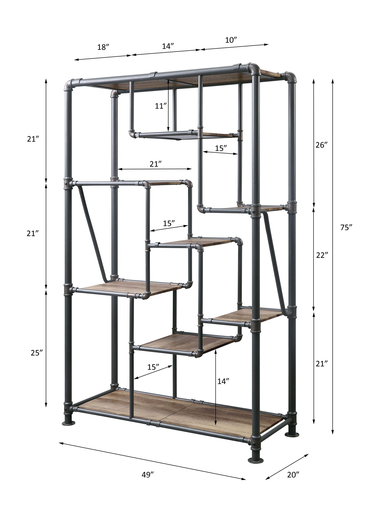 Brantley - Antique Bookshelf - Oak - The Sleep Loft - Online Mattress Showroom NYC