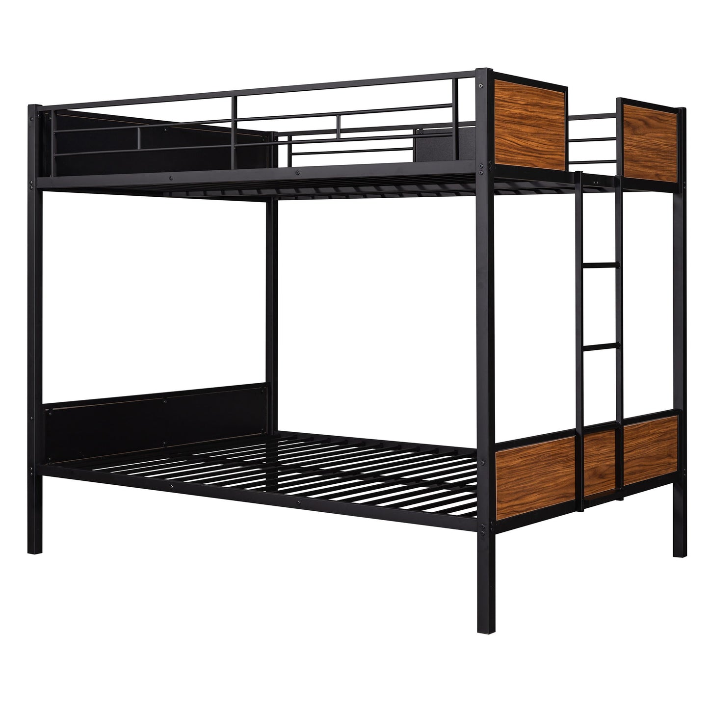 Full Over Full Bunk Bed Modern Style Steel Frame Bunk Bed With Safety Rail, Built-In Ladder For Bedroom - Brown - The Sleep Loft - Online Mattress Showroom NYC