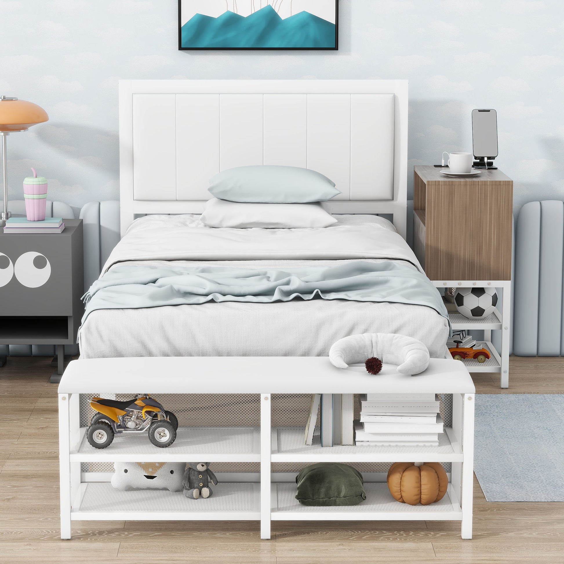 Platform Bed With 2 Tier Storage Shelves, Storage Cabinet - The Sleep Loft - Online Mattress Showroom NYC