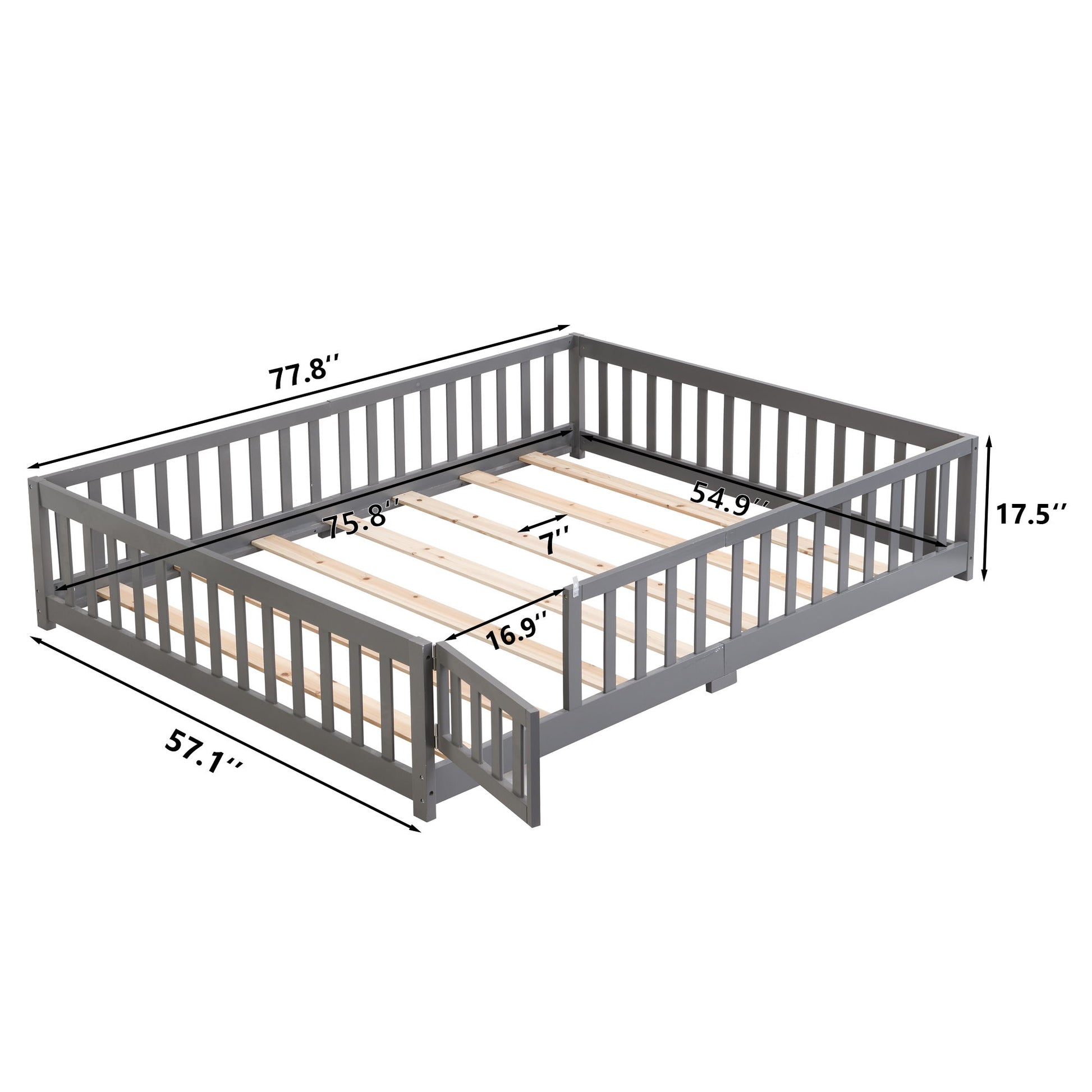 Solid Wood Floor Bed With Door And Fence For Children - The Sleep Loft - Online Mattress Showroom NYC