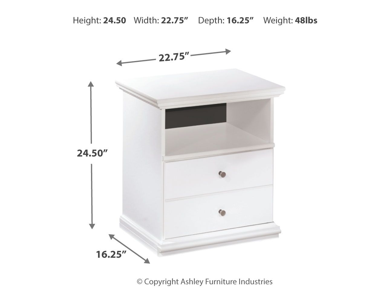 Bostwick Shoals - One Drawer Night Stand - White - The Sleep Loft - Online Mattress Showroom NYC