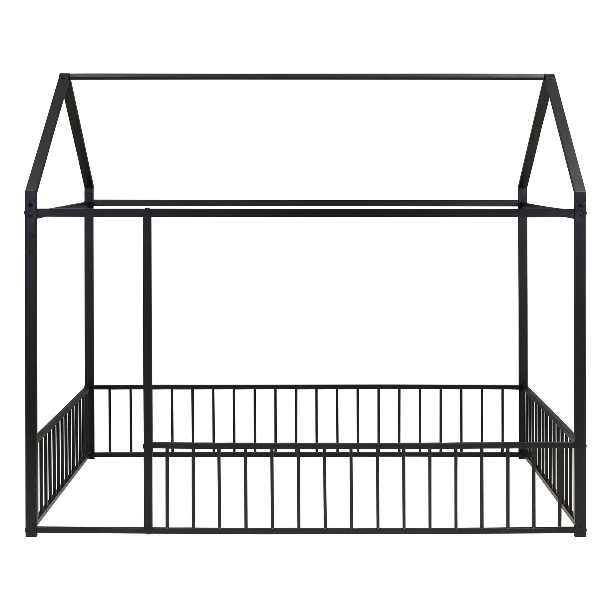 Metal Bed House Bed Frame With Fence - The Sleep Loft - Online Mattress Showroom NYC
