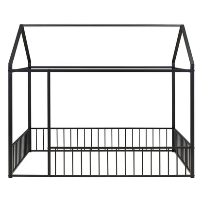 Metal Bed House Bed Frame With Fence - The Sleep Loft - Online Mattress Showroom NYC